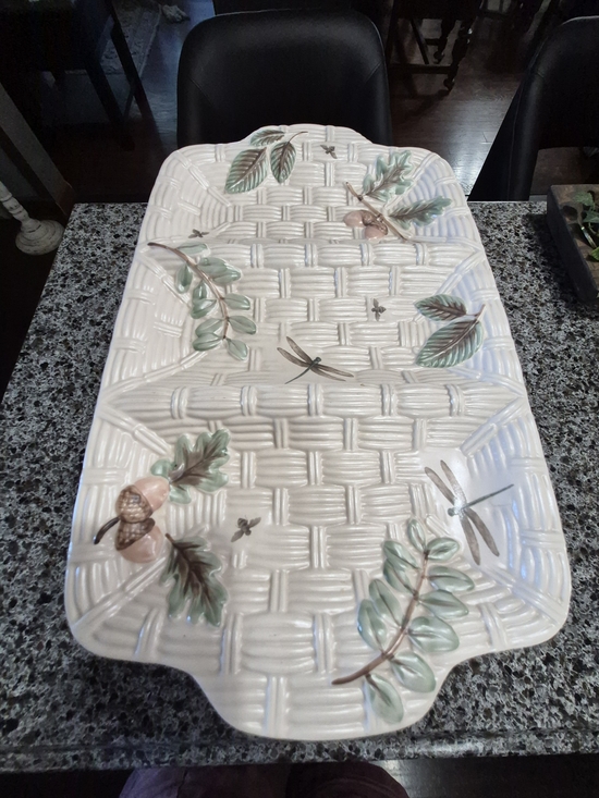 Pfaltzgraff Other - Pfaltzgraff Naturewood Oval Platter in Cream and Green Mark